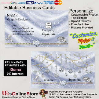 Company Silver Gold Elegant Sparkle Diamond   Visitenkarte