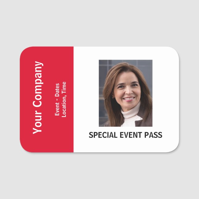 Company Special Event Pass Abzeichen mit Foto Namensschild (Vorderseite)