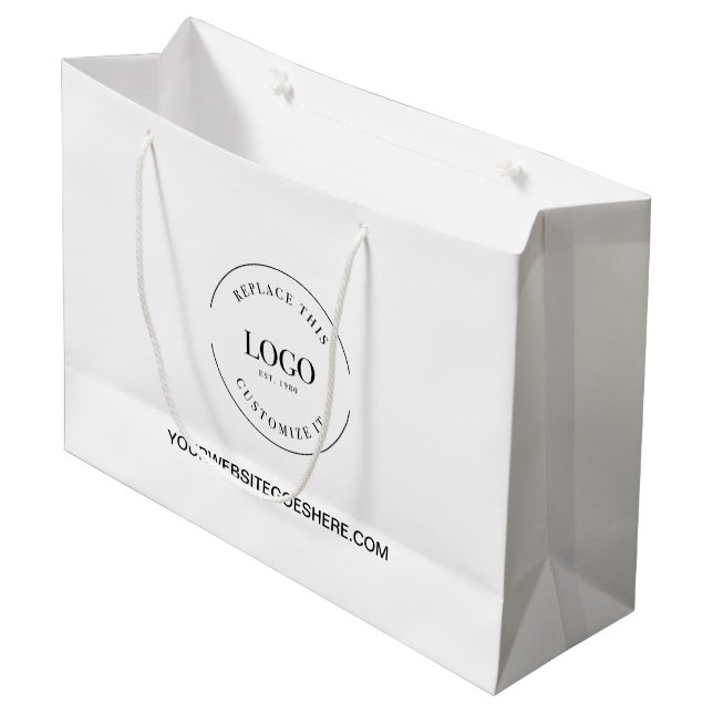 Company website & Logo Custom Business  Große Geschenktüte (Vorderseite Schrägansicht)