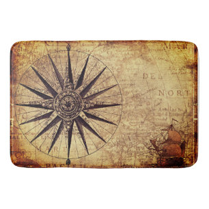 Compass Discovery Age Weltkarte Vintag Badematte