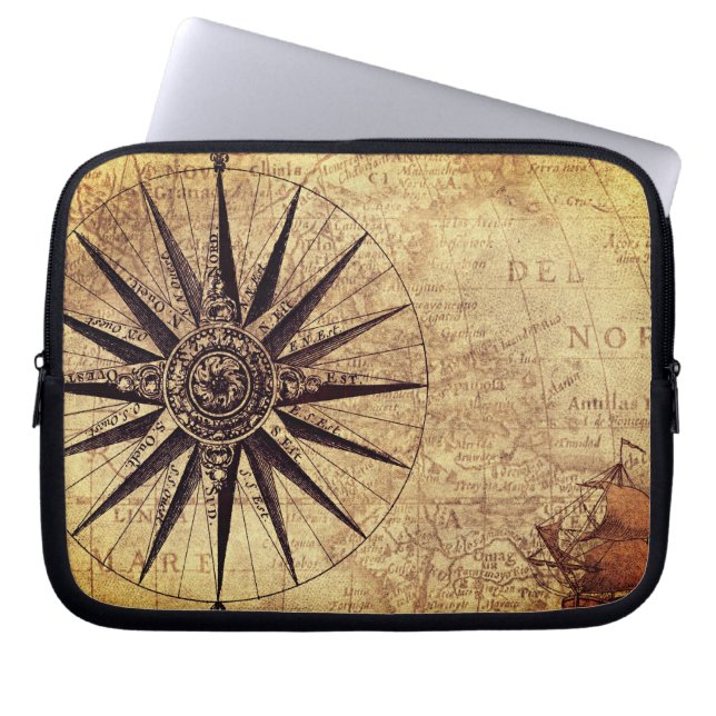 Compass Discovery Age Weltkarte Vintag Laptopschutzhülle (Vorderseite)