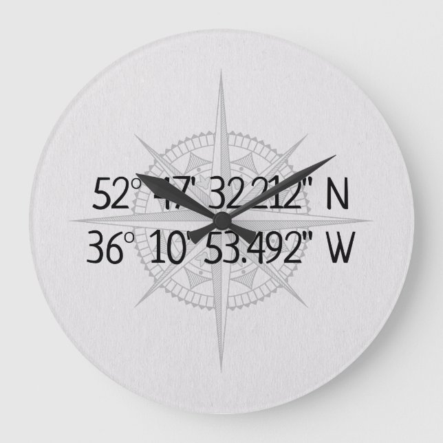 Compass GPS Zuhause-Koordinaten Große Wanduhr (Vorderseite)