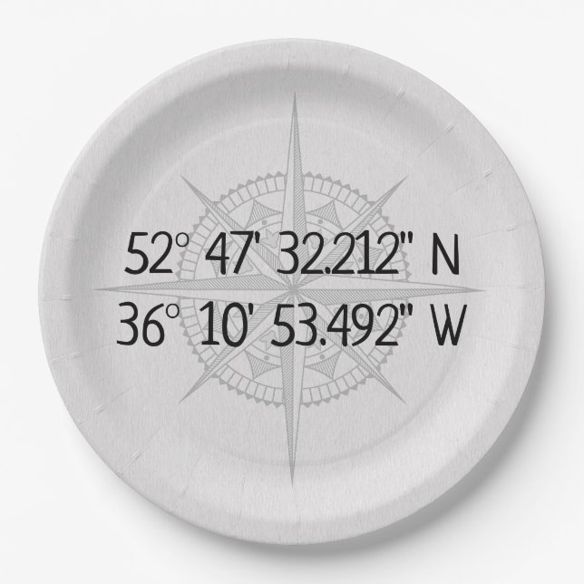 Compass GPS Zuhause-Koordinaten Pappteller (Vorderseite)
