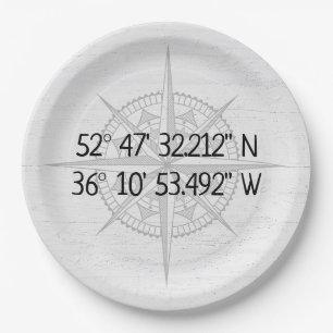 Compass GPS Zuhause-Koordinaten Pappteller