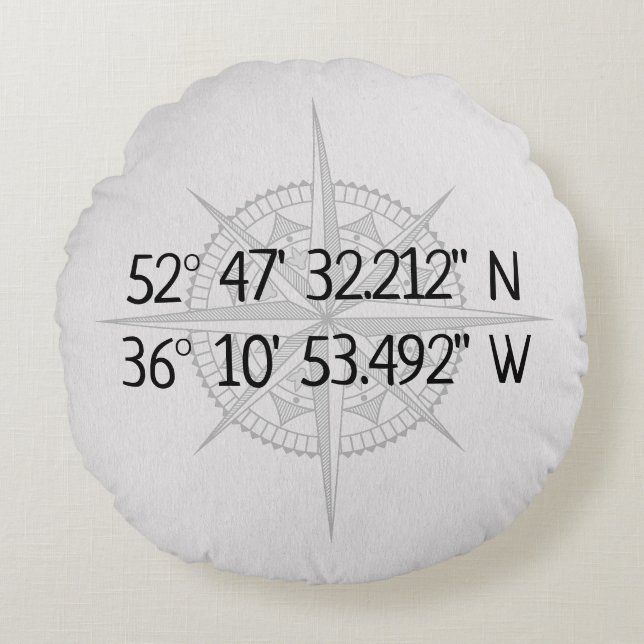 Compass GPS Zuhause-Koordinaten Rundes Kissen (Vorderseite)