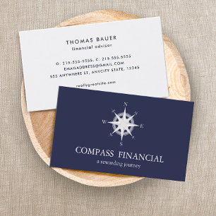 Compass Navy Blue Nautic Financial Advisor Visitenkarte