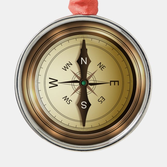 compass north south east wes silbernes ornament (Vorne)