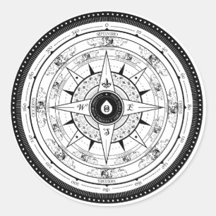 Compass-Rose - Aufkleber (weiß)