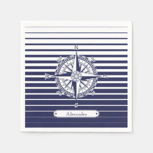 Compass Rose Blue Stripes Serviette