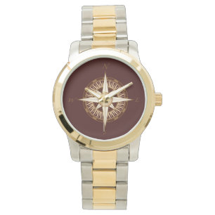Compass Rose Brown Watch Armbanduhr