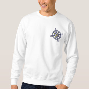 Compass Rose Sailing Besticktes Sweatshirt