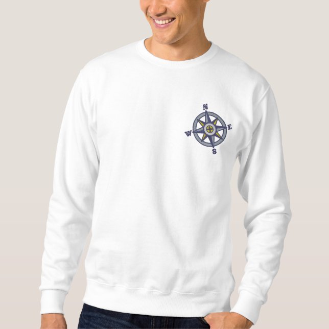 Compass Rose Sailing Besticktes Sweatshirt (Vorderseite)