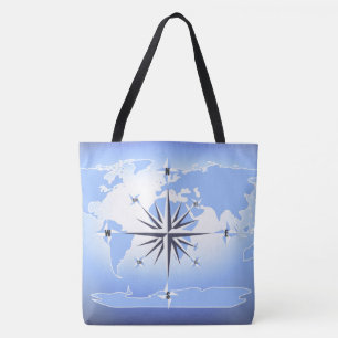 Compass Rose Sailing Ocean Blue Toag Tasche