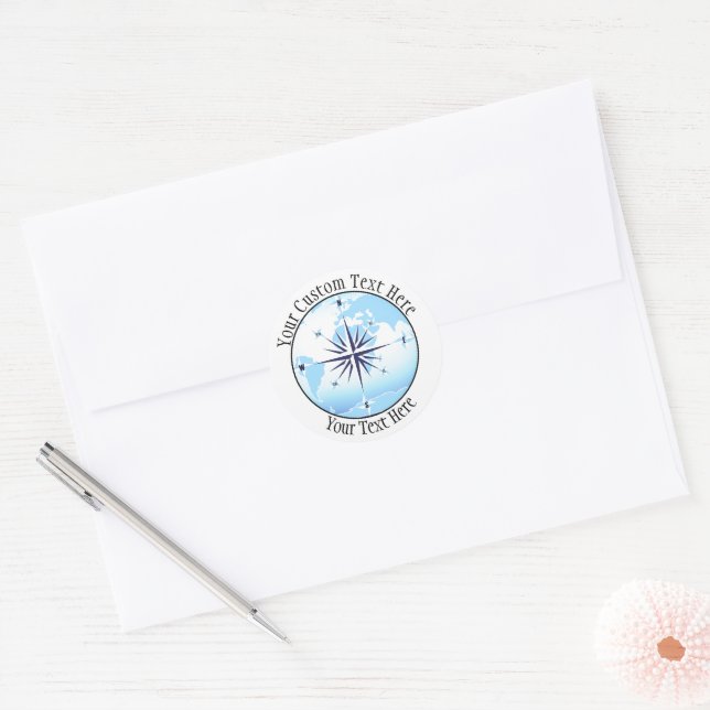 Compass Rose Sailing Ocean Custom Icon Runder Aufkleber (Umschlag)