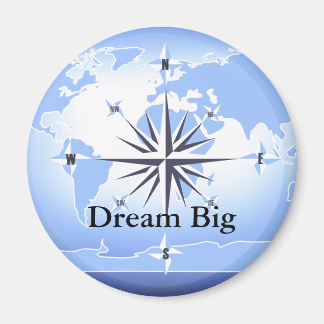 Compass Rose Segeln Ocean Blue Dream Big Magnet (Vorne)