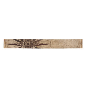 Compass Segelschiff Discovery Age World Map Satinband
