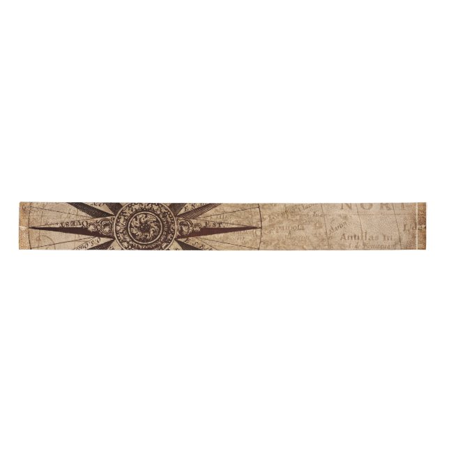Compass Segelschiff Discovery Age World Map Satinband (Vorderseite)