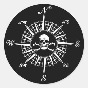 Compass Skull Runder Aufkleber