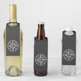 Compass star Emblem monogramm schwarz-weiß Flaschenanhänger