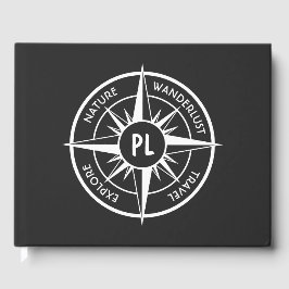Compass star Emblem monogramm schwarz-weiß Gästebuch