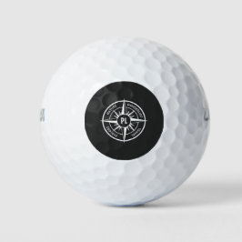 Compass star Emblem monogramm schwarz-weiß Golfball