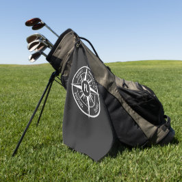 Compass star Emblem monogramm schwarz-weiß Golfhandtuch
