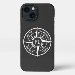 Compass star Emblem monogramm schwarz-weiß iPhone Hülle