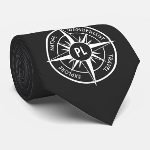 Compass star Emblem monogramm schwarz-weiß Krawatte