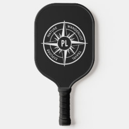 Compass star Emblem monogramm schwarz-weiß Pickleball Schläger