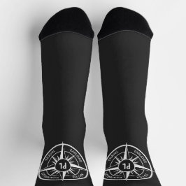 Compass star Emblem monogramm schwarz-weiß Socken