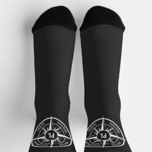 Compass star Emblem monogramm schwarz-weiß Socken