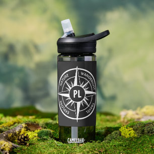 Compass star Emblem monogramm schwarz-weiß Trinkflasche