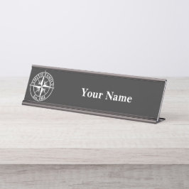 Compass star monogram personalizable embledesk n schreibtischnamensplakette