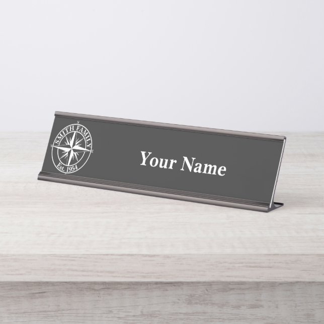 Compass star monogram personalizable embledesk n schreibtischnamensplakette (Vorderseite )