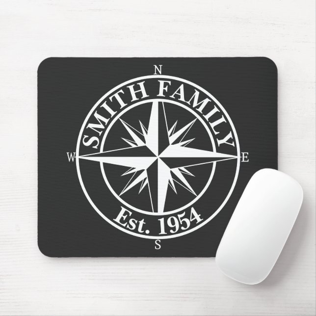 Compass star monogram personalizable emblem mousepad (Mit Mouse)