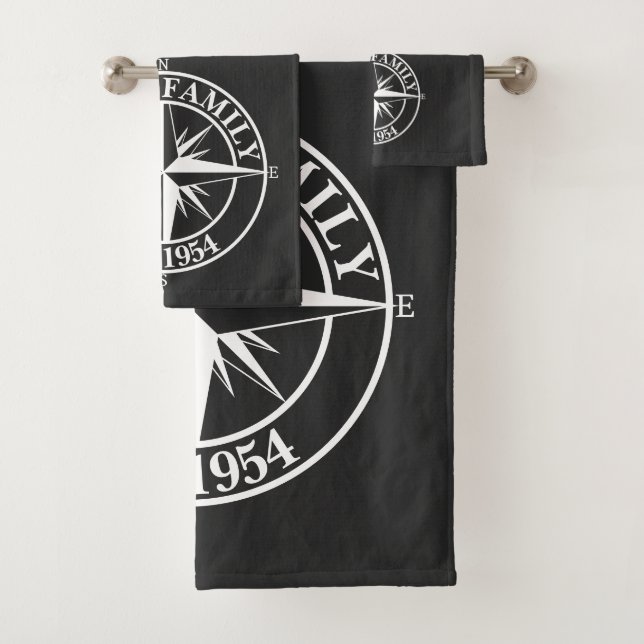 Compass Star Monogramm personalisierbares Emblem Badhandtuch Set (Insitu)
