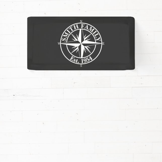 Compass Star Monogramm personalisierbares Emblem Banner (InSitu)