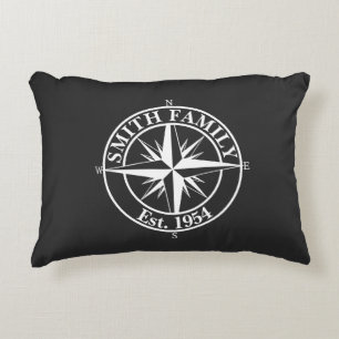 Compass Star Monogramm personalisierbares Emblem Dekokissen