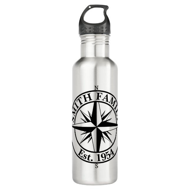 Compass Star Monogramm personalisierbares Emblem Edelstahlflasche (Vorderseite)