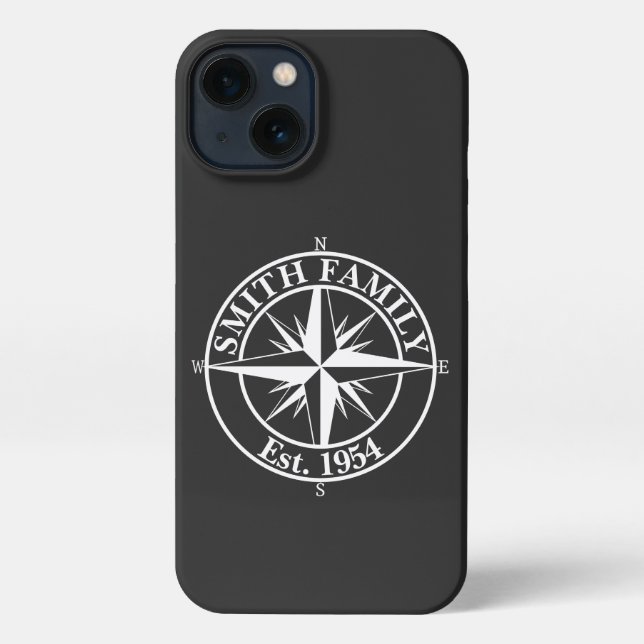 Compass Star Monogramm personalisierbares Emblem iPhone Hülle (Rückseite)