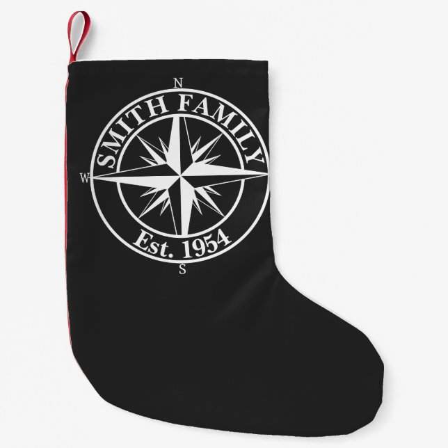 Compass Star Monogramm personalisierbares Emblem Kleiner Weihnachtsstrumpf (Vorderseite)