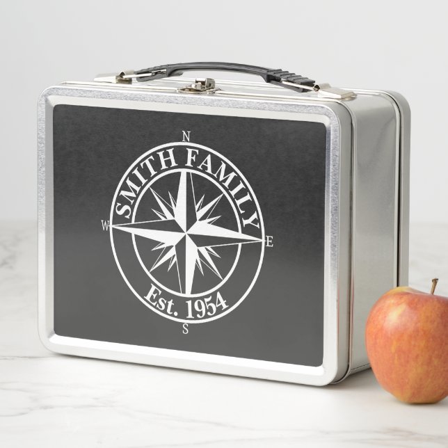 Compass Star Monogramm personalisierbares Emblem Metall Brotdose (Beispiel)