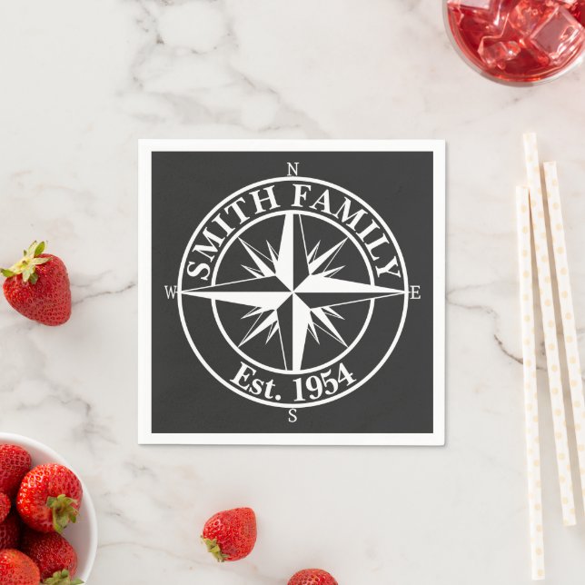 Compass Star Monogramm personalisierbares Emblem Serviette (Beispiel)
