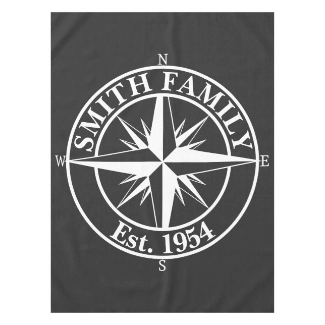 Compass Star Monogramm personalisierbares Emblem Tischdecke (Vorderseite)