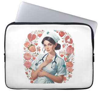Compassionate Nurse - Elegant Floral Art Illustrat Laptopschutzhülle