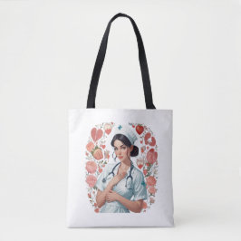 Compassionate Nurse - Elegant Floral Art Illustrat Tasche