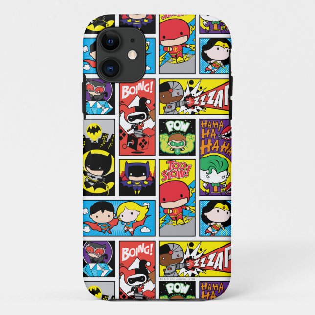 Compilation-Muster der Chibi-Gerechtigkeitsliga Case-Mate iPhone Hülle (Rückseite)