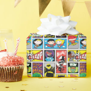 Compilation-Muster der Chibi-Gerechtigkeitsliga Geschenkpapier