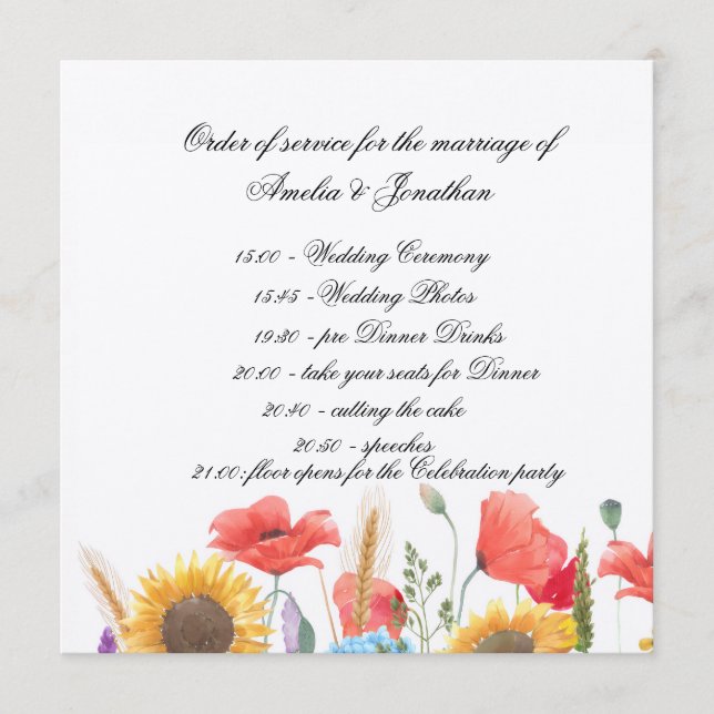 Completely Customisable Program/ Order of servie Programm (Vorderseite)