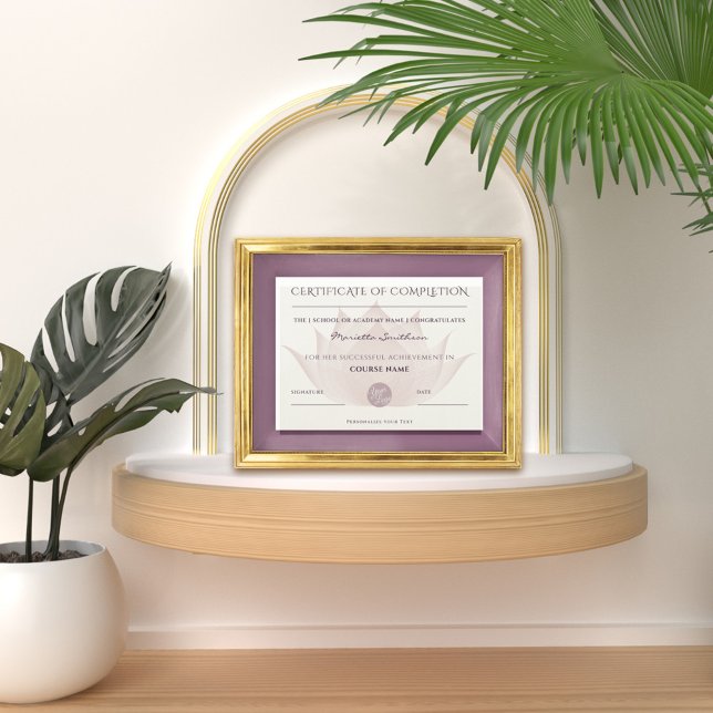 Completion Certificate Lotus Flower For Yoga Reiki (Von Creator hochgeladen)